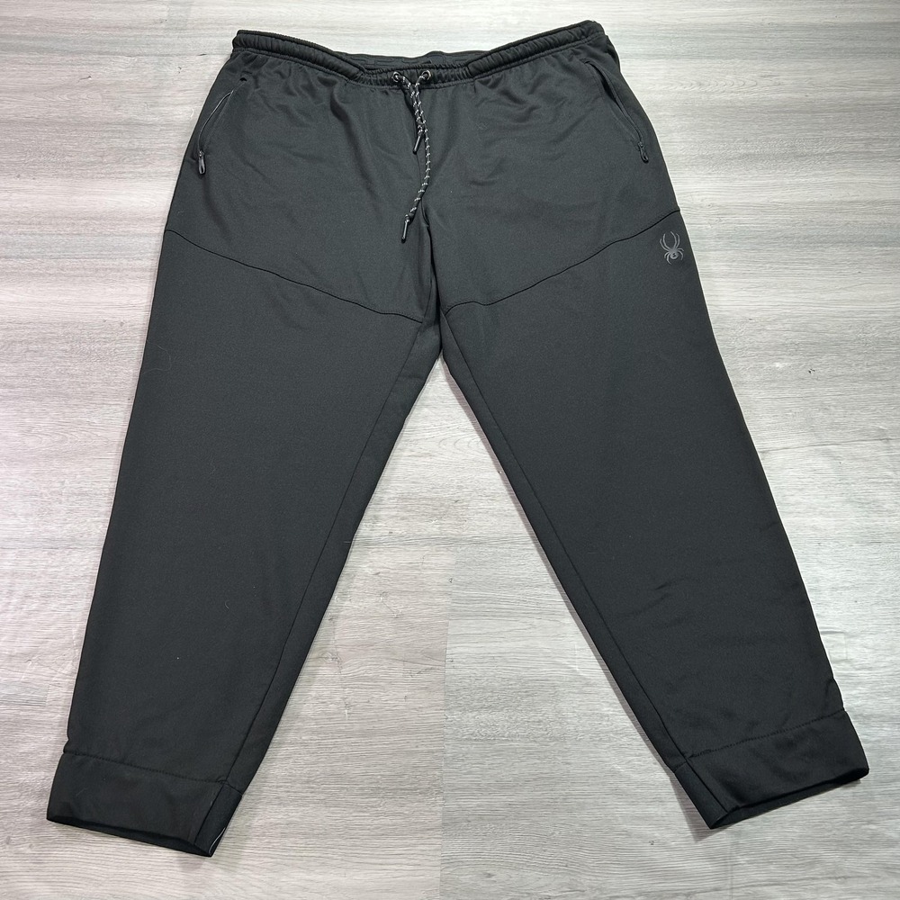 Spyder Active Pants Mens 2XL Black Softshell Athletic Joggers Zip Pockets ProW-B